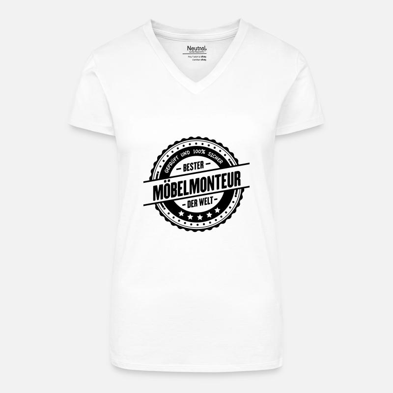 Bester Möbelmonteur - Bio Frauen T-Shirt mit V-Ausschnitt - Weiß