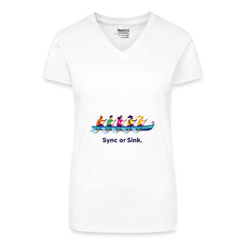 Équipe de bateau-dragon - T-shirt bio col V Femme - blanc - Devant
