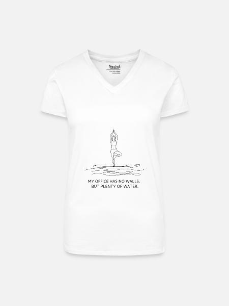 Yoga et SUP - T-shirt bio col V Femme - blanc