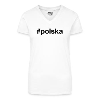 POLSKA Hashtag - POLEN - POLAND - Organic Women's V-Neck T-Shirt - white - Front