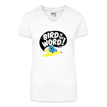 surfing bird - bird is the word - surfin bird - Bio Frauen T-Shirt mit V-Ausschnitt - Weiß - Vorne