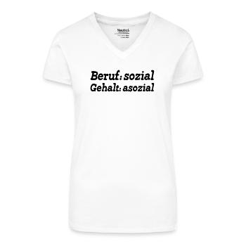 Soziale Berufe Arbeit Politik Sprüche Geschenk - Bio Frauen T-Shirt mit V-Ausschnitt - Weiß - Vorne