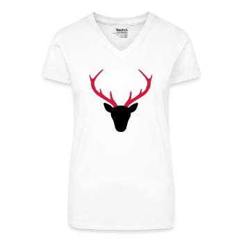 Hirsch Geweih Jäger Geschenk - Bio Frauen T-Shirt mit V-Ausschnitt - Weiß - Vorne
