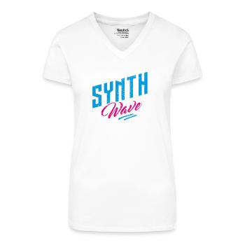 Synthwave Retro Vintage Neon Cyber Lo-Fi - Organic Women's V-Neck T-Shirt - white - Front