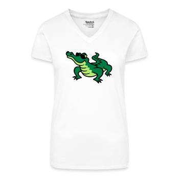 Cool Croc - Organic Women's V-Neck T-Shirt - white - Front