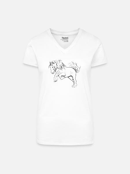 Shire im Galopp - Bio Frauen T-Shirt mit V-Ausschnitt - Weiß