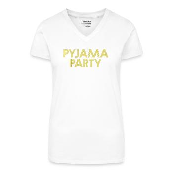 PYJAMA PARTY Bademantel - Bio Frauen T-Shirt mit V-Ausschnitt - Weiß - Vorne