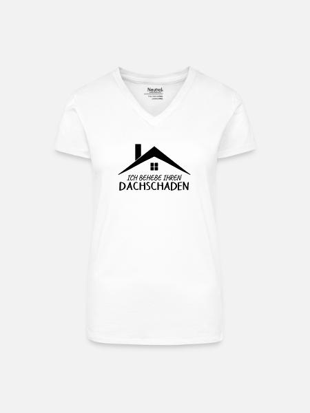 Dachdecker Spruch Provokant - Bio Frauen T-Shirt mit V-Ausschnitt - Weiß