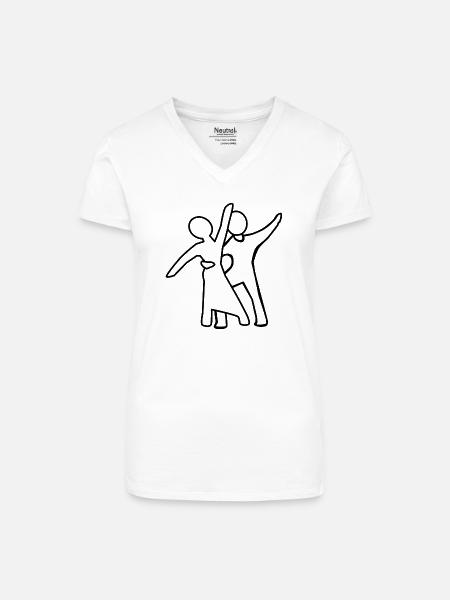 Tanzpaar Silhouette - Bio Frauen T-Shirt mit V-Ausschnitt - Weiß