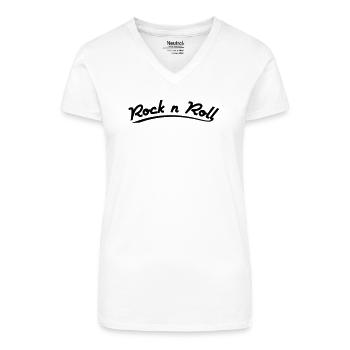 rock n roll design retro vintage style - Organic Women's V-Neck T-Shirt - white - Front