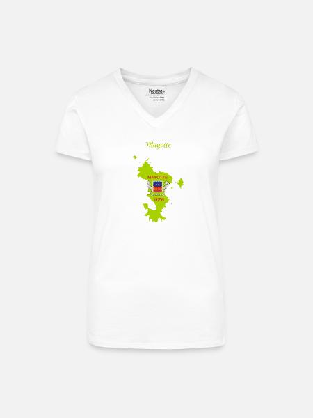 Mayotte - Bio Frauen T-Shirt mit V-Ausschnitt - Weiß