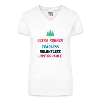 Ultra Runnner - Intrépide. Implacable. Imparable. - T-shirt bio col V Femme - blanc - Devant