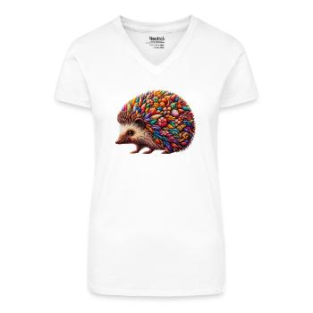 Igel - Bio Frauen T-Shirt mit V-Ausschnitt - Weiß - Vorne