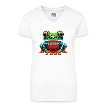 Frosch - Bio Frauen T-Shirt mit V-Ausschnitt - Weiß - Vorne