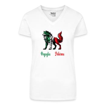 Drapeau de la fierté de Palerme (Italie) - T-shirt bio col V Femme - blanc - Devant