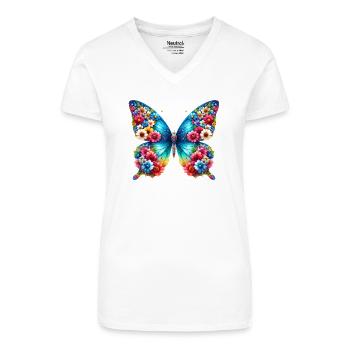 Schmetterling - Bio Frauen T-Shirt mit V-Ausschnitt - Weiß - Vorne