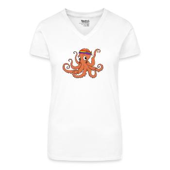 Oscar hasst Nazis - Bio Frauen T-Shirt mit V-Ausschnitt - Weiß - Vorne