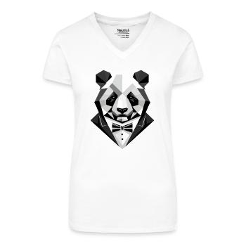 Sophistication géométrique – Le panda en smoking - T-shirt bio col V Femme - blanc - Devant