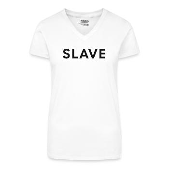 Bold “SLAVE” Typography – Submissive Pride - Organic Women's V-Neck T-Shirt - white - Front