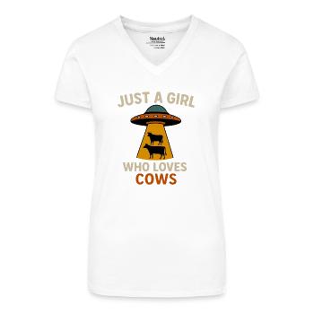 Außerirdische Faszination für Cow-Liebhaber - Bio Frauen T-Shirt mit V-Ausschnitt - Weiß - Vorne