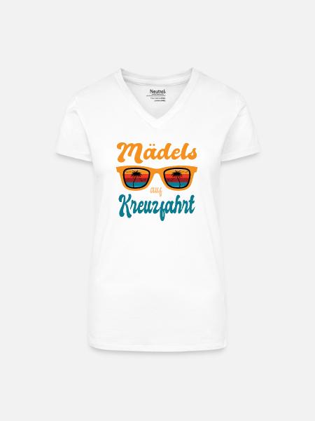 Mädels Auf Kreuzfahrt Party Partnerlook - Bio Frauen T-Shirt mit V-Ausschnitt - Weiß