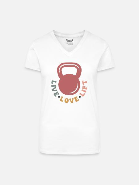 Kettlebell One Love - Bio Frauen T-Shirt mit V-Ausschnitt - Weiß