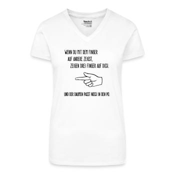 Le doigt sur les autres - T-shirt bio col V Femme - blanc - Devant
