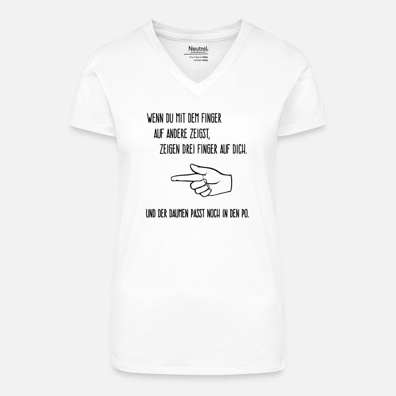 Finger auf andere - Bio Frauen T-Shirt mit V-Ausschnitt - Weiß