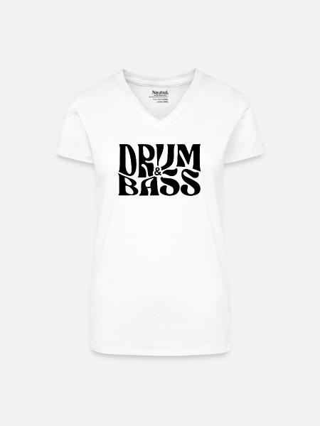Drum-and-Bass-Logo-Design - Bio Frauen T-Shirt mit V-Ausschnitt - Weiß
