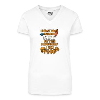 Graphique humoristique de fitness foodie - T-shirt bio col V Femme - blanc - Devant
