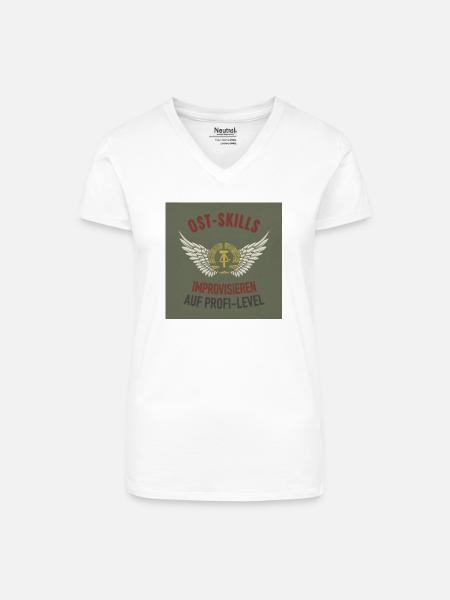 Ost-Skills – Improvisieren wie ein Profi - Bio Frauen T-Shirt mit V-Ausschnitt - Weiß