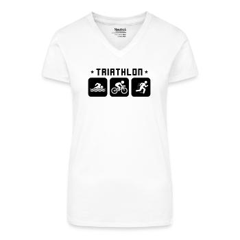 Triathlon Sport - T-shirt bio col V Femme - blanc - Devant