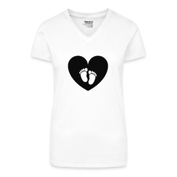 Baby-Fußabdruck - Bio Frauen T-Shirt mit V-Ausschnitt - Weiß - Vorne