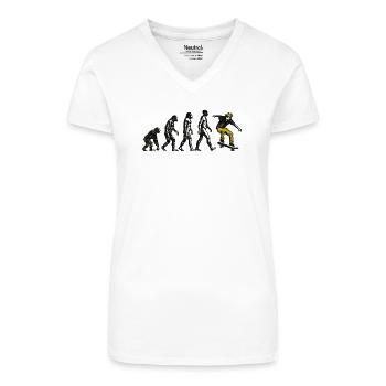Evolution Skateboarder – Grunge Skate Design - Bio Frauen T-Shirt mit V-Ausschnitt - Weiß - Vorne