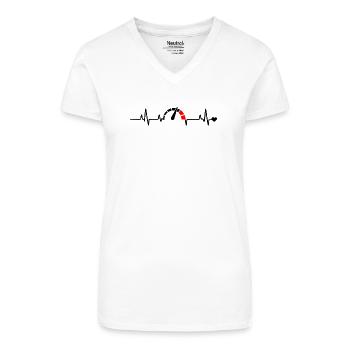 Roter Segmentbogen Logo Muster - Bio Frauen T-Shirt mit V-Ausschnitt - Weiß - Vorne