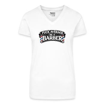 Soyez barbier – Non-conformité élégante - T-shirt bio col V Femme - blanc - Devant