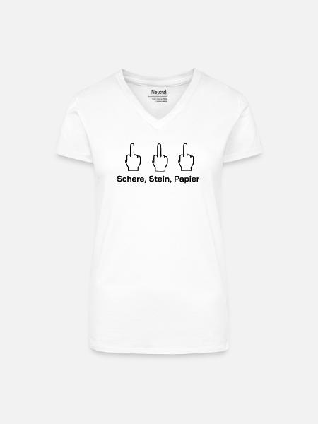 Schere Stein Papier - Bio Frauen T-Shirt mit V-Ausschnitt - Weiß