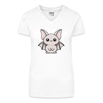chauve-souris - T-shirt bio col V Femme - blanc - Devant