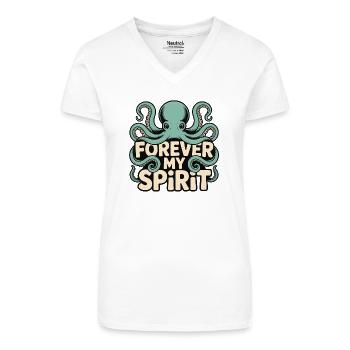 Oktopus für immer mein Spirit - Bio Frauen T-Shirt mit V-Ausschnitt - Weiß - Vorne