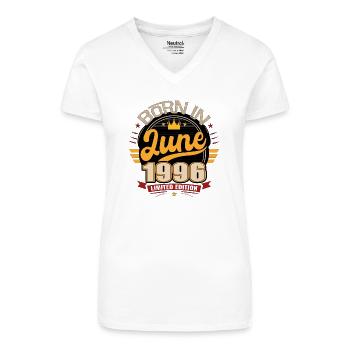 Born in June 1996 - Organic Women's V-Neck T-Shirt - white - Front