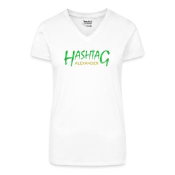Alexandre - T-shirt bio col V Femme - blanc - Devant