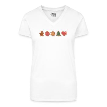 Plätzchen und Kekse zu Weihnachten - Bio Frauen T-Shirt mit V-Ausschnitt - Weiß - Vorne