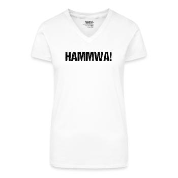 Hammwa Berliner Dialekt Shirt - Bio Frauen T-Shirt mit V-Ausschnitt - Weiß - Vorne