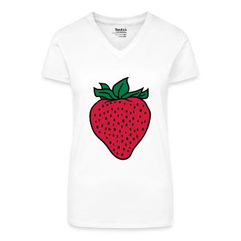 erdbeere - Bio Frauen T-Shirt mit V-Ausschnitt - Weiß - Vorne