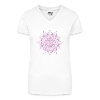 Higher Frequency Rosa - Mandala made with Love - Bio Frauen T-Shirt mit V-Ausschnitt - Weiß - Vorne