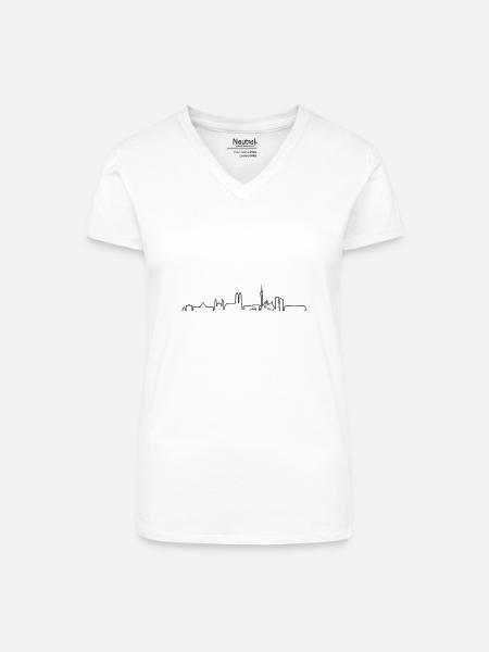 Skyline - München 2018 - Bio Frauen T-Shirt mit V-Ausschnitt - Weiß