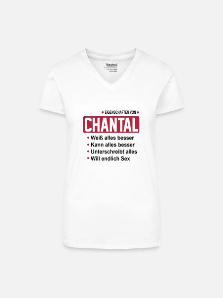 chantal - Bio Frauen T-Shirt mit V-Ausschnitt - Weiß