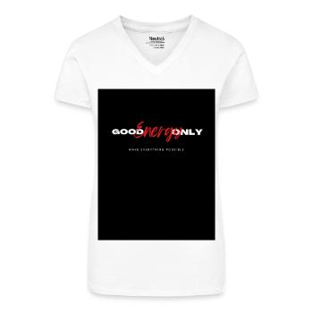 Positive Energy Motivation Graphic Design - Organic Women's V-Neck T-Shirt - white - Front
