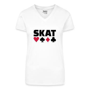 Skat - T-shirt bio col V Femme - blanc - Devant
