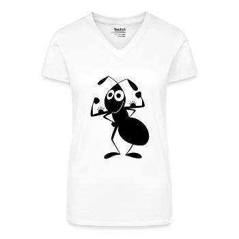 strong ant - Organic Women's V-Neck T-Shirt - white - Front
